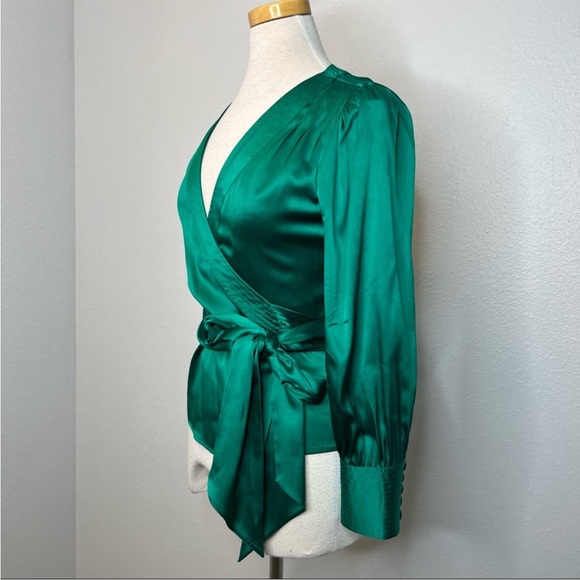 Diane Von Furstenberg | Ariana Silk Emerald Green Wrap, 4 - Picture 4 of 9